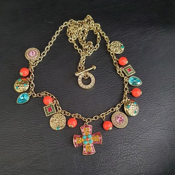 Heidi Daus Long Statement Necklace from Summer Swag Set Gold Plate Multi-colored - Picture 3 of 9